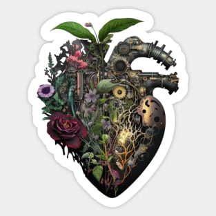 cyberpunk heart bursting with life Sticker